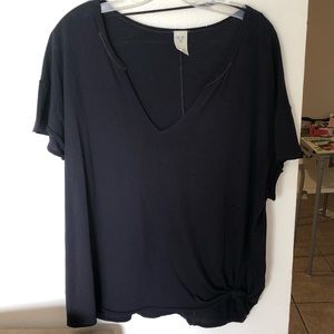 WE THE FREE navy v-neck with tie at waist